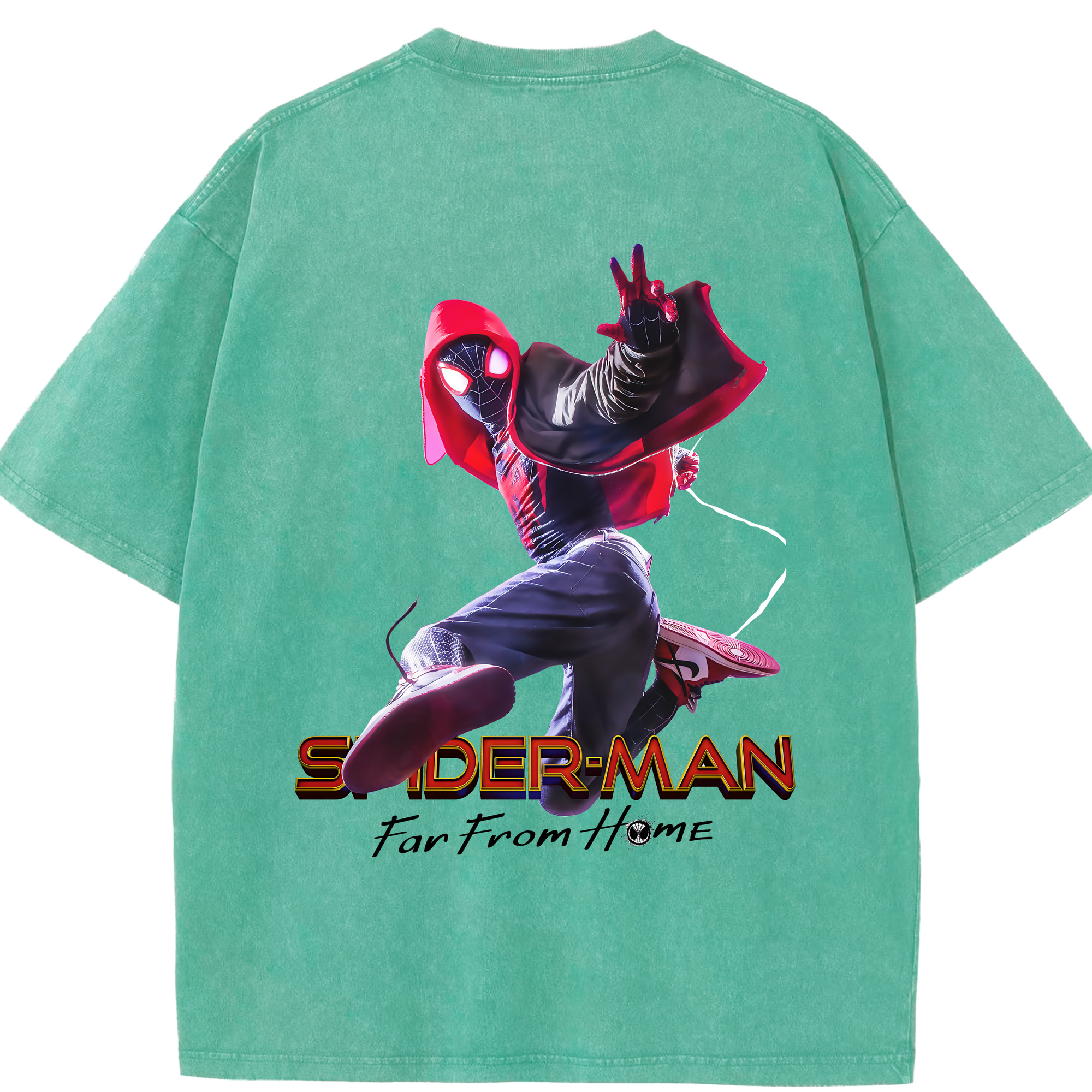 （画像用） Spider Man スパイダーマン 綿100% ヴィンテージ風 半袖Tシャツ（背面プリント）